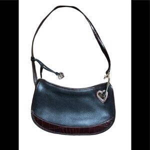Brighton Pebble Leather Tortoise Shell Shoulder/Clutch Handbag Cut Outs Charm